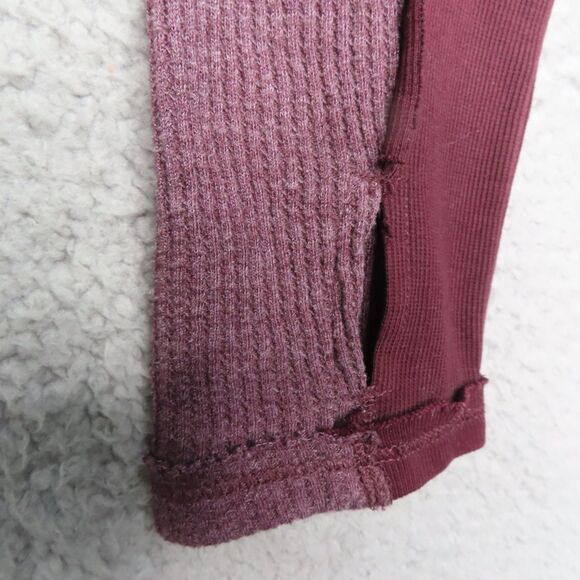 Sundance Waffle Knit Henley Shirt Medium Reddish Purple Long Sleeve Thumbholes - Picture 6 of 11